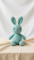 Mint blue crochet plush toy bunny