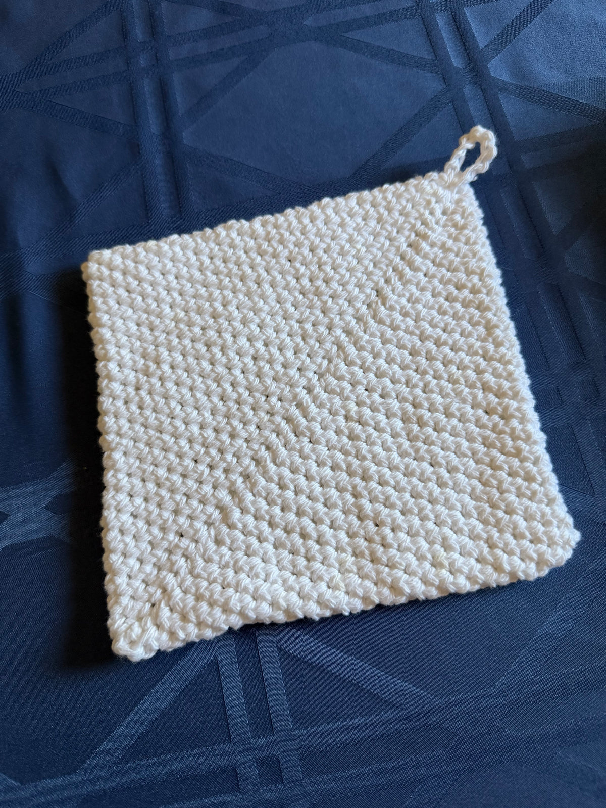 White double-thick potholder